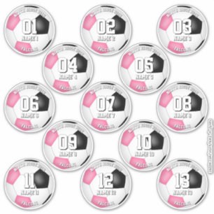 Sticker 13 joueurs de football couleur rose