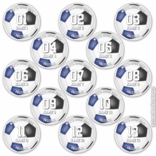 Sticker 13 joueurs de football couleurs de l'équipe bleue