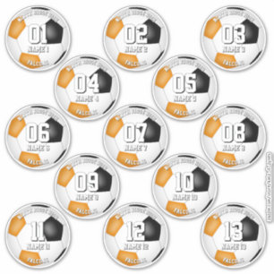 Sticker 13 joueurs de football couleurs orange