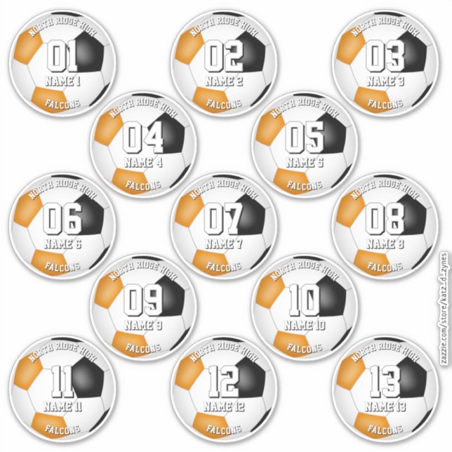 Sticker 13 joueurs de football couleurs orange (Devant)