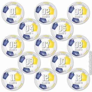 Sticker 13 joueurs de football ensemble de couleurs d'équi