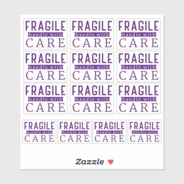 Sticker 13 Poignée Violette Fragile Avec Soin Petite Entre (Feuille)