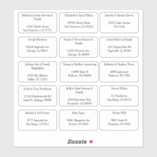 Sticker 15 adresses de nom d'invité individuel simple