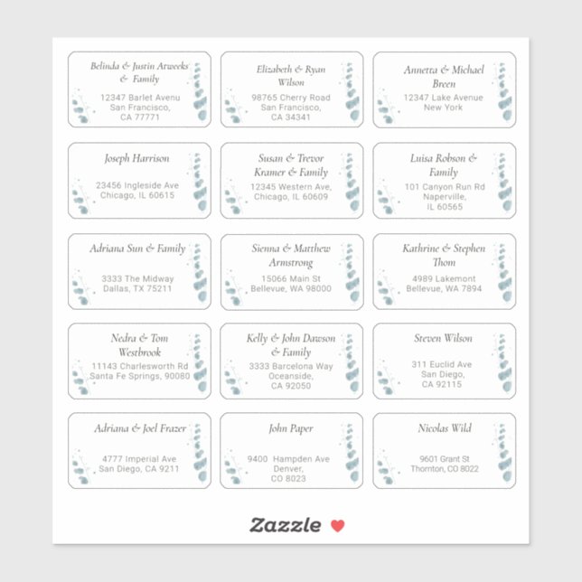 Sticker 15 Mariage individuel Nom du client Adresse Sticke (Feuille)