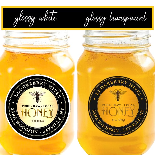 Sticker (16) 3" Glossy PVC Queen Bee Honey Mason Jar Étiqu (Créateur téléchargé)