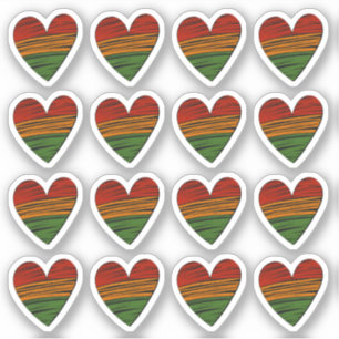 Sticker 16 Kwanzaa JunetDix Coeurs de peinture rouge noir 