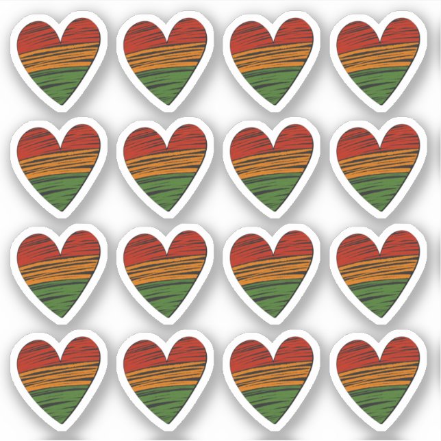 Sticker 16 Kwanzaa JunetDix Coeurs de peinture rouge noir  (Devant)