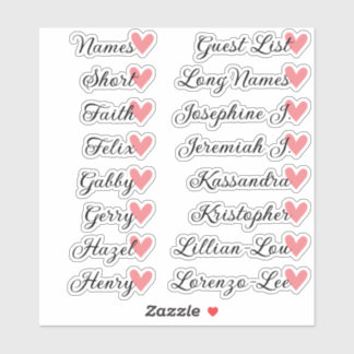 Sticker 16 Noms Liste d'invités personnalisée Calligraphie