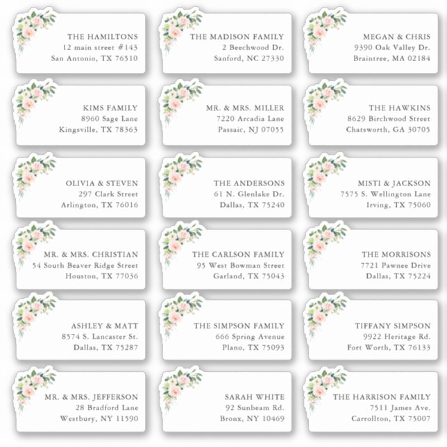 Sticker 18 Floral Faire-part de mariage Adresse d'expéditi (Devant)
