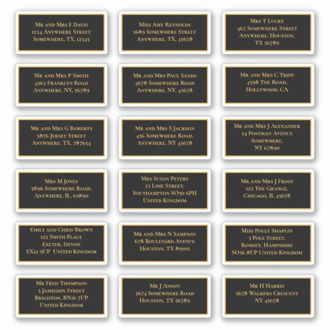Sticker 18 Nom du bénéficiaire individuel Adresse Gold Bla (Devant)