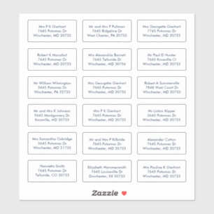 Sticker 18 Noms des invités de mariage Adresses