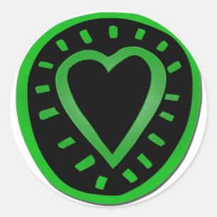 Sticker 1 rond Coeur vert et noir
