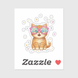 Sticker 2026 Party Glasses Cat Smiling Feline New Year 