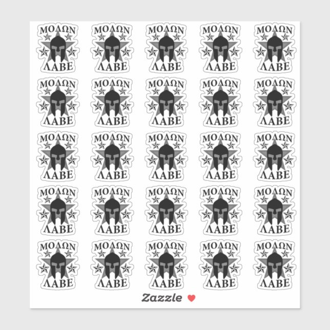 Sticker 20 étoiles de guerrier spartiate Molon Labe (Feuille)