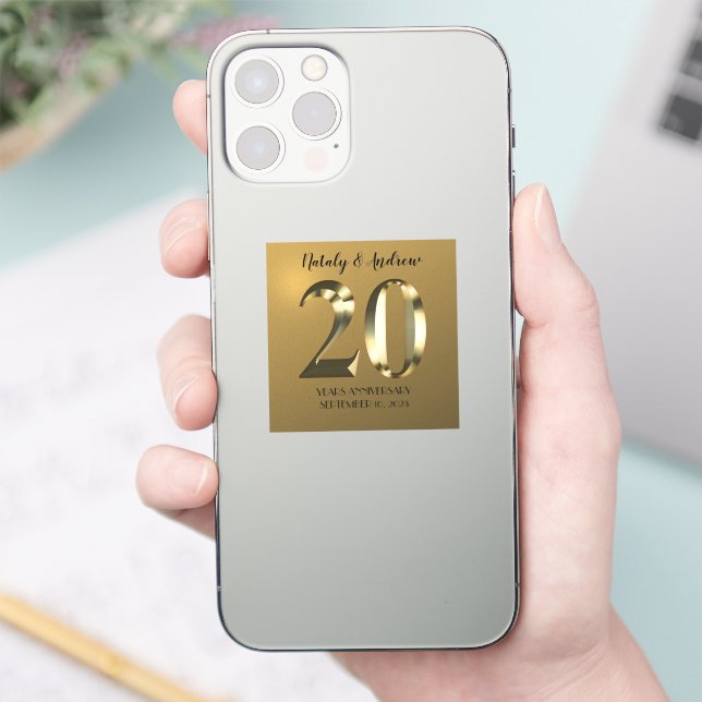 Sticker 20e anniversaire Mariage d'or métallique (Téléphone)