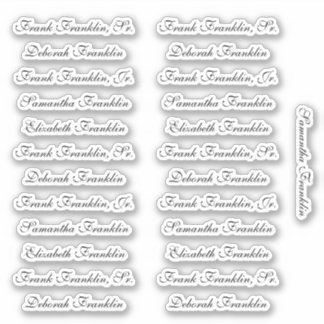 Sticker 25 Noms d'hôtes Élégant Anglais P Calligraphie