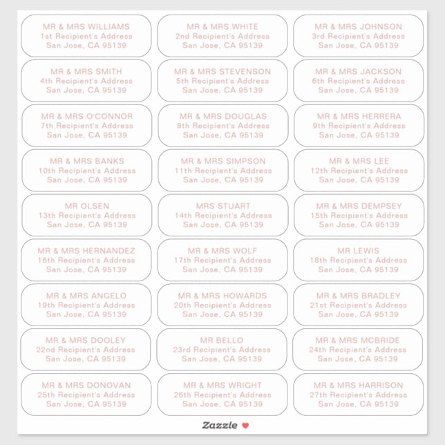 Sticker 27 destinataires mariages simples invités étiquett (Feuille)