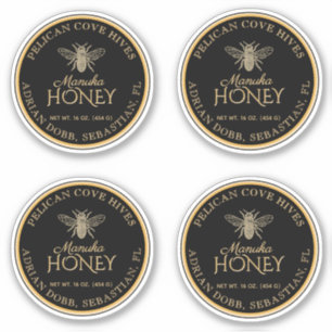 Sticker 2,5 pouces Manuka Honey Black Gold Vintage Bee Éti