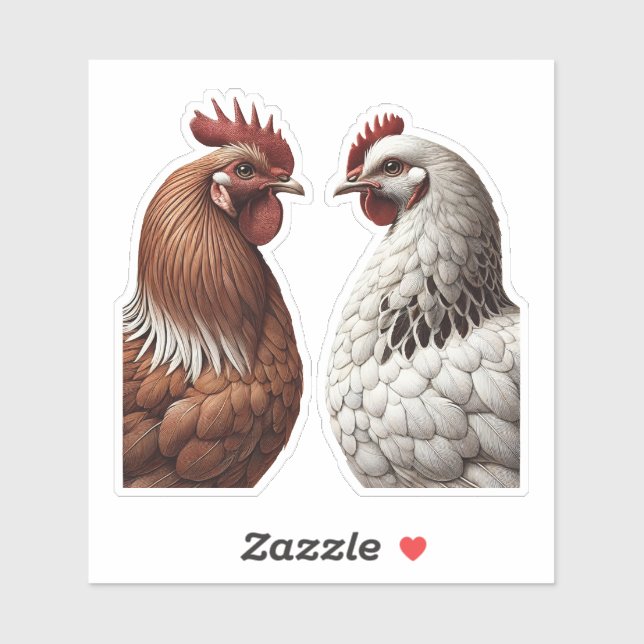 Sticker 2 Ferme de poulets de campagne Mariage de la cour (Feuille)