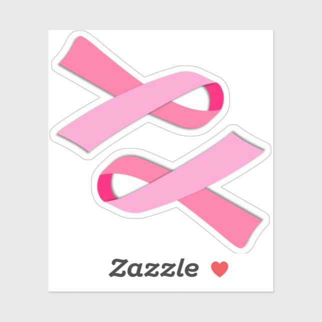 Sticker 2-Up Sensibilisation au cancer du sein Ruban rose (Feuille)