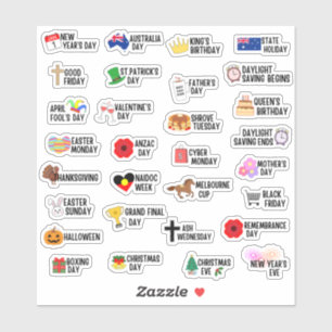 Sticker 30 Jours Fériés Australiens Planificateur de Jours