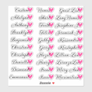 Sticker 30 Noms Liste d'invités personnalisée Calligraphie
