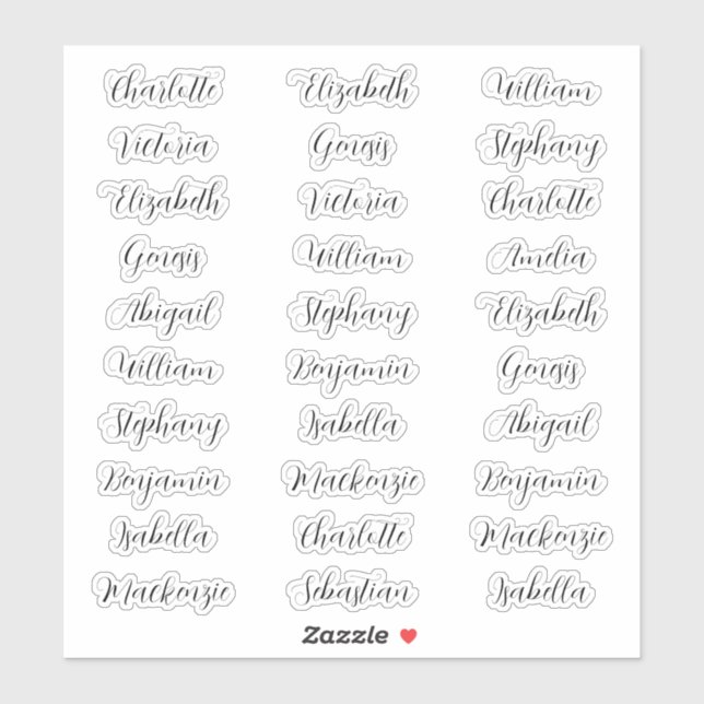 Sticker 30 Premiers noms invités typographie élégant scrip (Feuille)