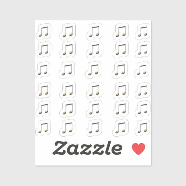 Sticker 30-Stickers Metallic Gold 3D Music Double Notes (Feuille)