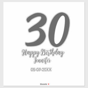 Sticker 30e anniversaire ajouter nom date année noir modèl