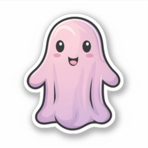 Sticker 31 octobre Éffrayant Halloween mignon Fantôme rose