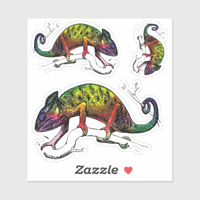 Sticker 3 coloré Chameleon Lizard (Feuille)