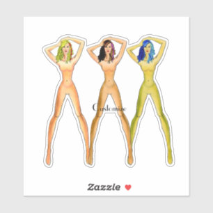 Sticker 3 femmes à long pattes debout Thunder_Cove