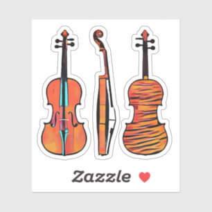 Sticker 3 violons Instruments de musique originaux Pop Art