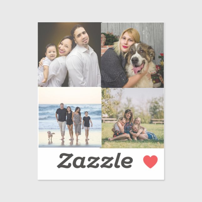 Sticker 4 Collage Photo Famille Personnalisé (Feuille)