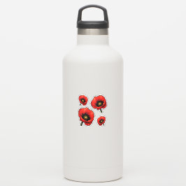 Sticker 4 coquelicots rouges