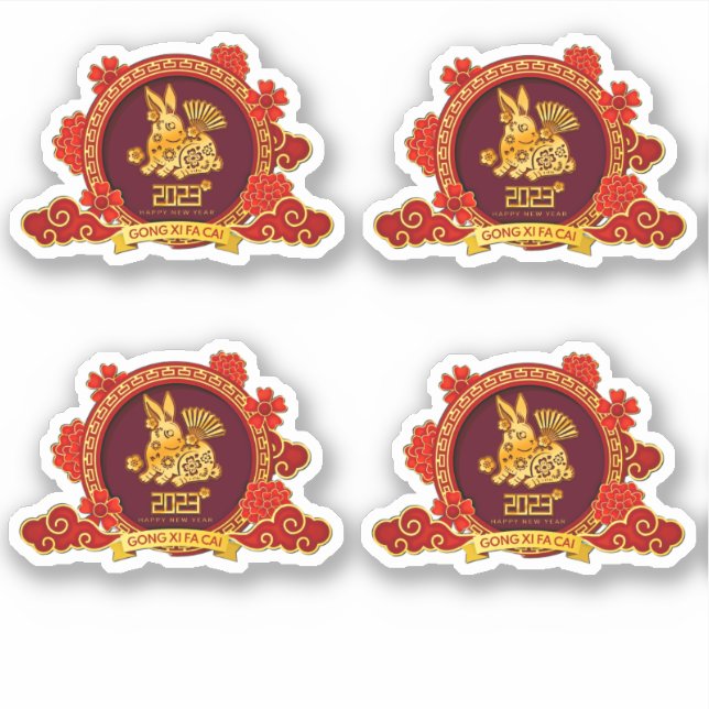 Sticker 4 Gong Xi Fa Cai, Souhaiter de la richesse Nouvel  (Devant)
