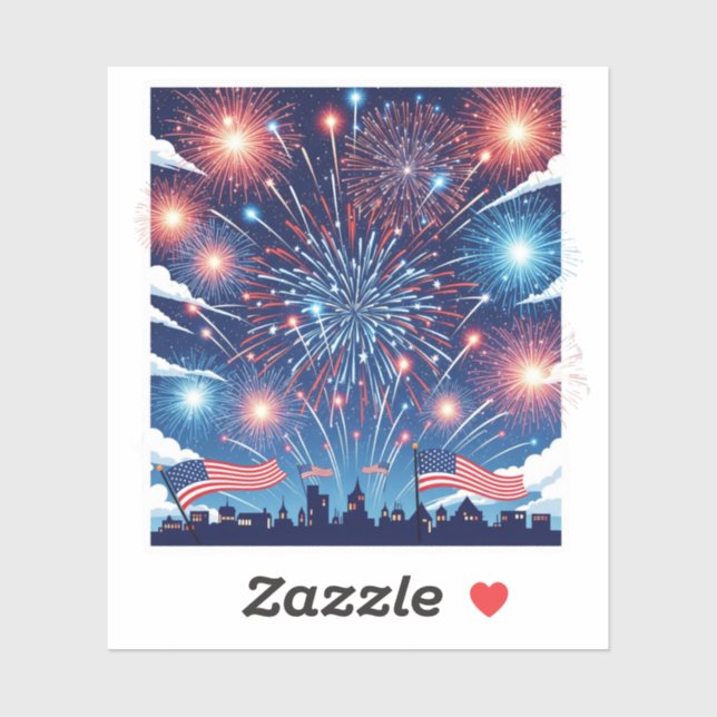 Sticker 4 juillet Feu d'artifice - Fête de l'Indépendance (Feuille)