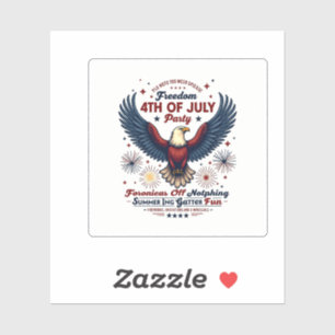 Sticker 4 juillet rétro - Aigle et feux d'artifice