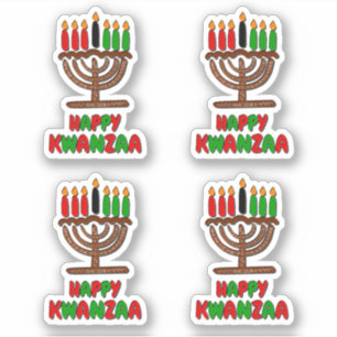 Sticker 4 x Joli Kwanzaa Rouge Jaune Vert Bougies