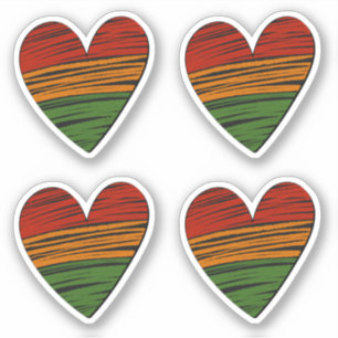 Sticker 4 x Kwanzaa Junetdix Rouge Noir Vert Peinture Coeu