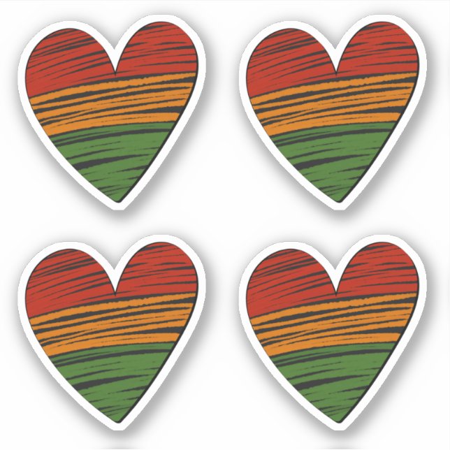 Sticker 4 x Kwanzaa Junetdix Rouge Noir Vert Peinture Coeu (Devant)
