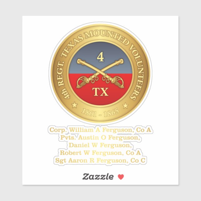 Sticker 4e cavalerie du Texas (Ferguson) (Feuille)