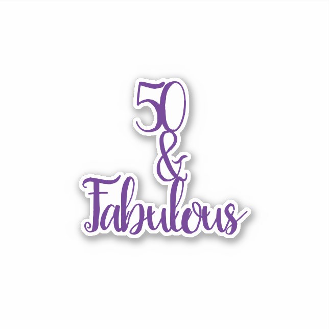 Sticker 50 Et fabuleux Joyeux 50e anniversaire violet & bl (Devant)