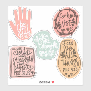 Sticker 5 citations inspirantes de la Bible gribouillages 