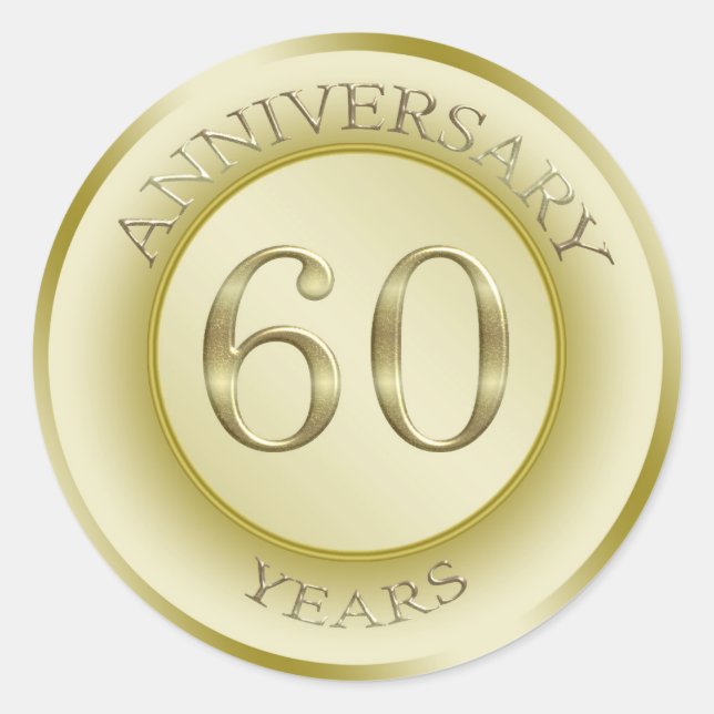 Sticker 60e Anniversaire, effet or (Devant)