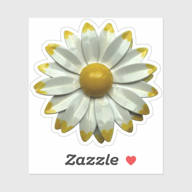 Sticker 60s MOD Hippie Daisy Fleur Floral Printemps Mariag (Feuille)