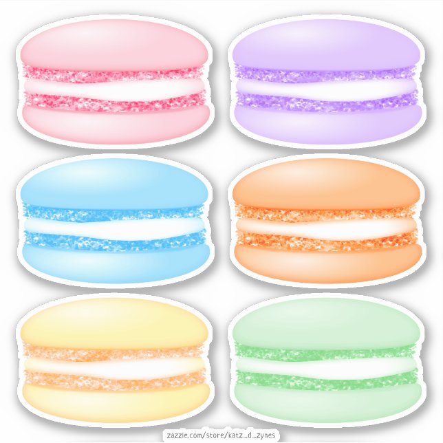 Sticker 6 macarons colorés (Devant)