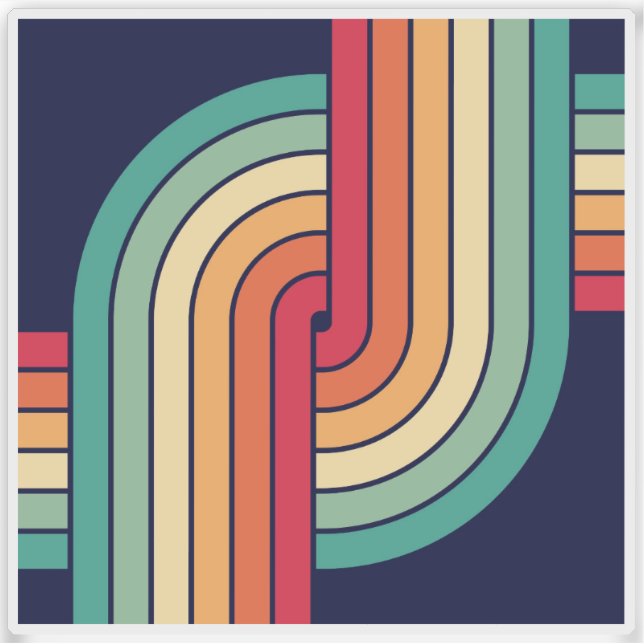 Sticker 70s Retro Geometric Design (Devant)