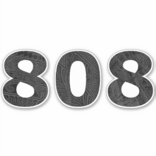 Sticker 808 Hawaii Tribal Blk Grey