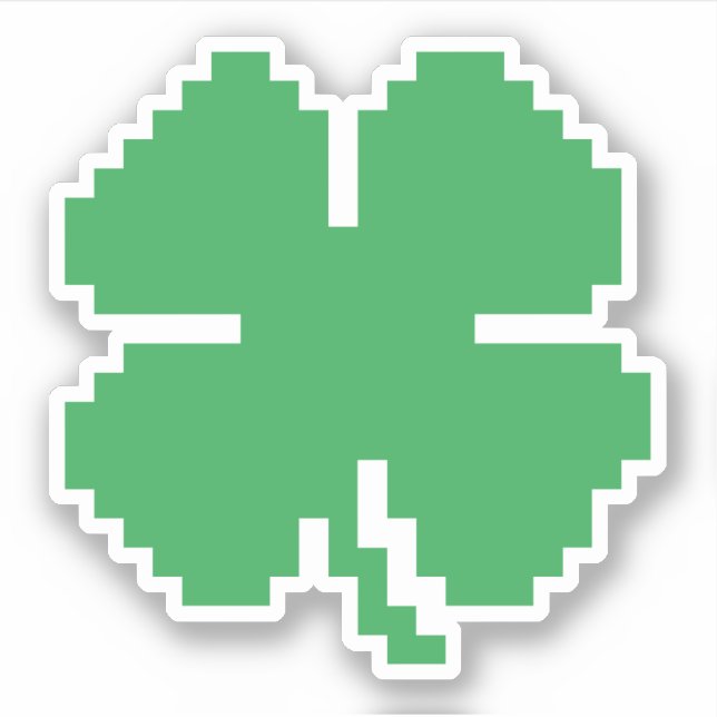Sticker 8 bits Pixel Lucky Four Leaf Clocher (Devant)